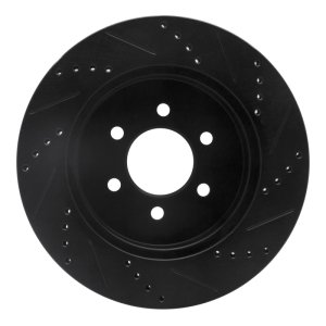 Dodge Dakota Brake Rotor (1) - Front Left - R1 Concepts - Drilled & Slotted - Black - `03-`04